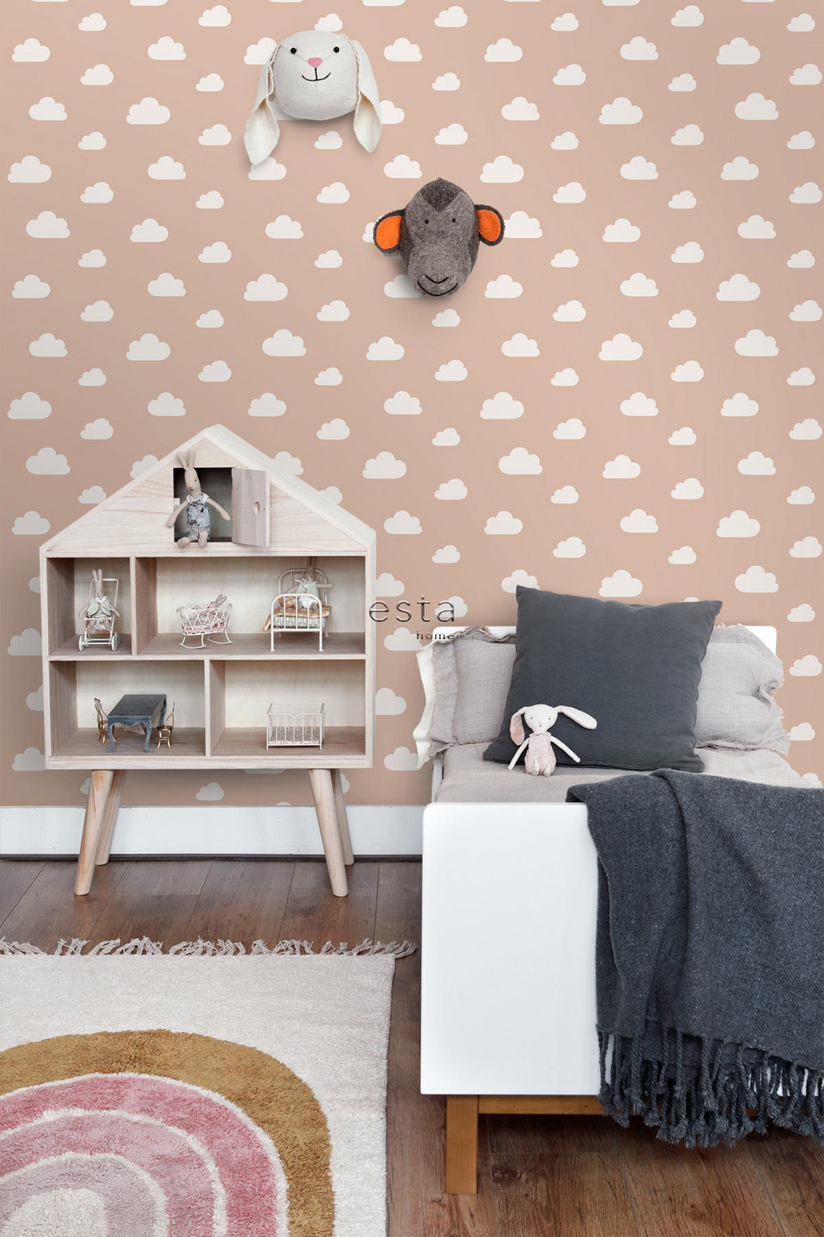 TAPETE kleine Wolken 53 cm x 10.05 m - Terracotta, Papier (53/0.1cm) - ESTAhome