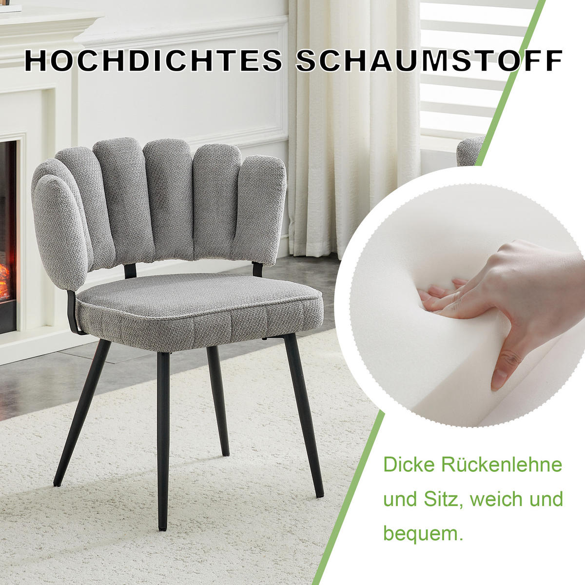 STUHL-SET DE-36560 2 Stück mit Metallbeinen Hellgrau - Grau, Metall (46/80/60cm) - ComfortXL