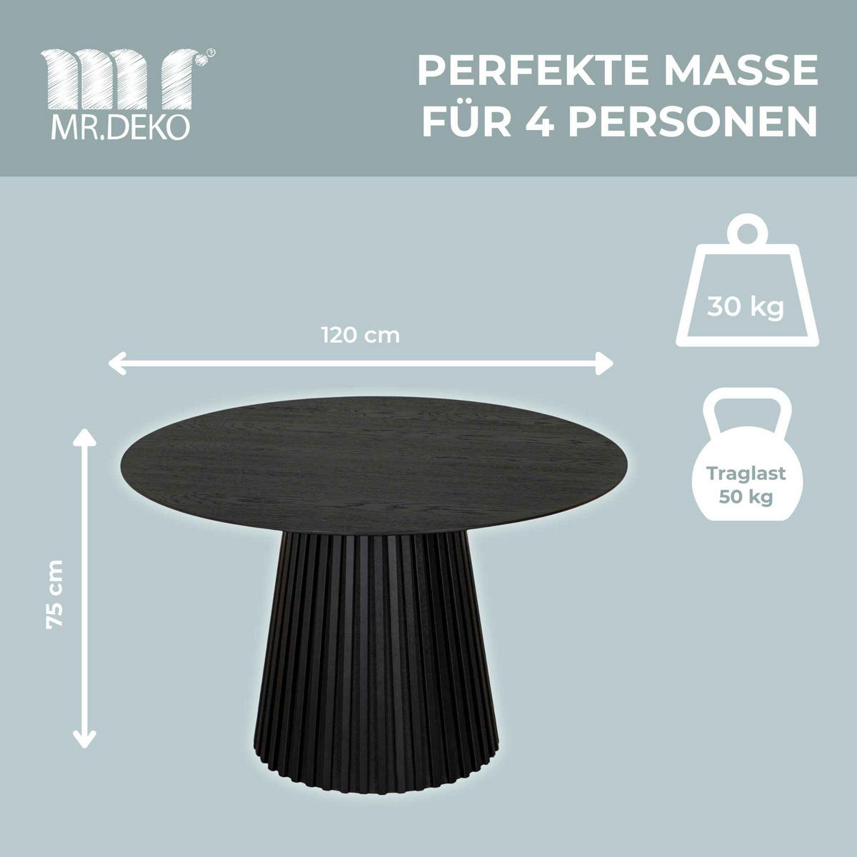 ESSZIMMER-SET Cuneo und Andria - Schwarz/Grau, Holz (120/75/120cm) - Mr. Deko