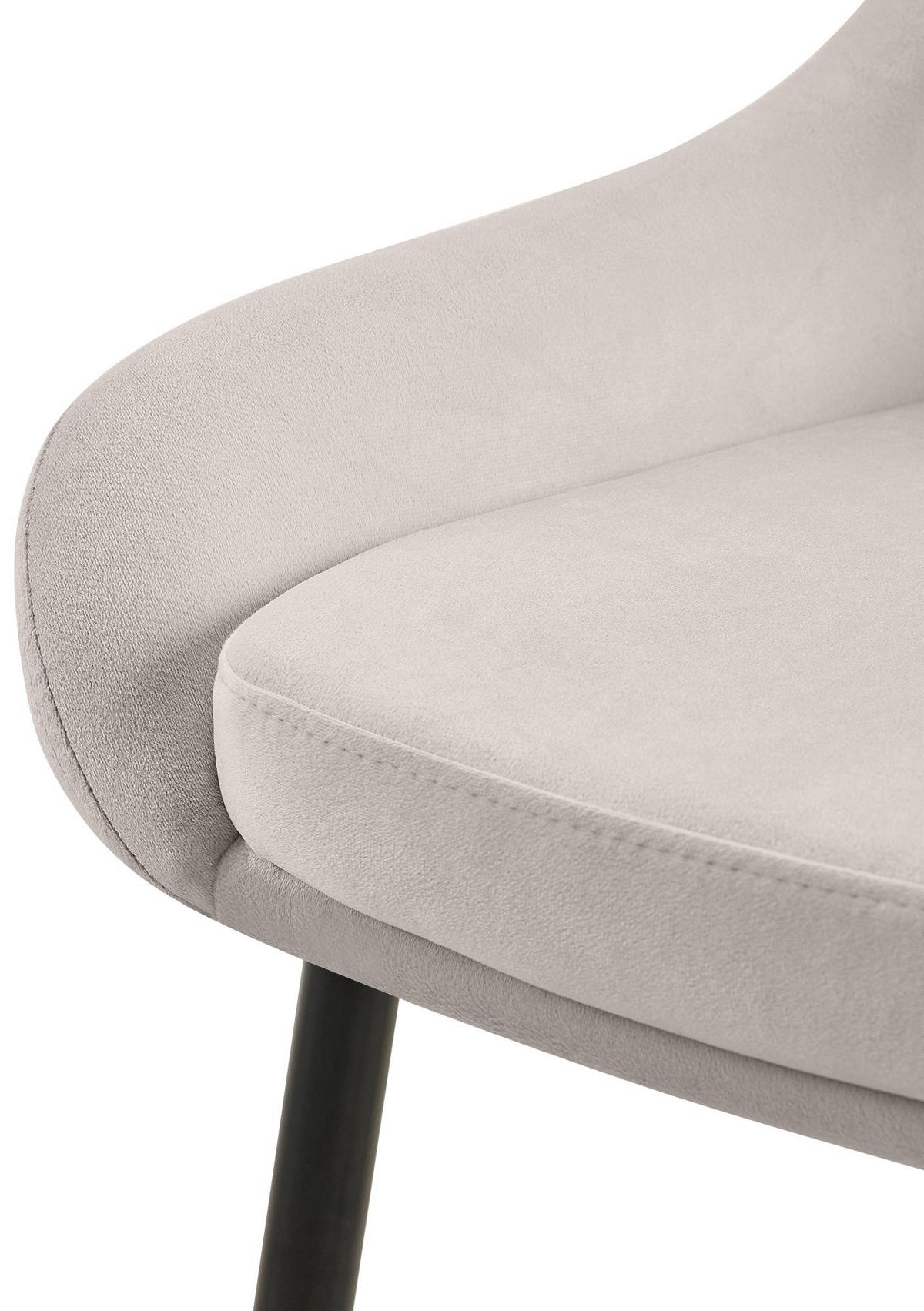 STUHL Samt Grau - Schwarz/Grau, Textil (50/86/53cm) - CLP