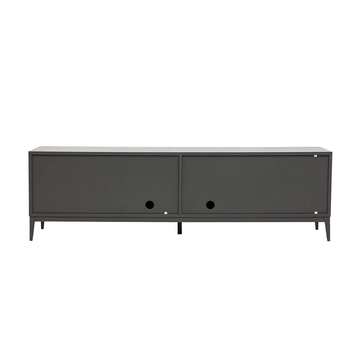 TV-MÖBEL in glänzendem Grau mit Aufbewahrung L180 cm GRAY - Grau, Kunststoff (42/43.7/180cm) - Miliboo