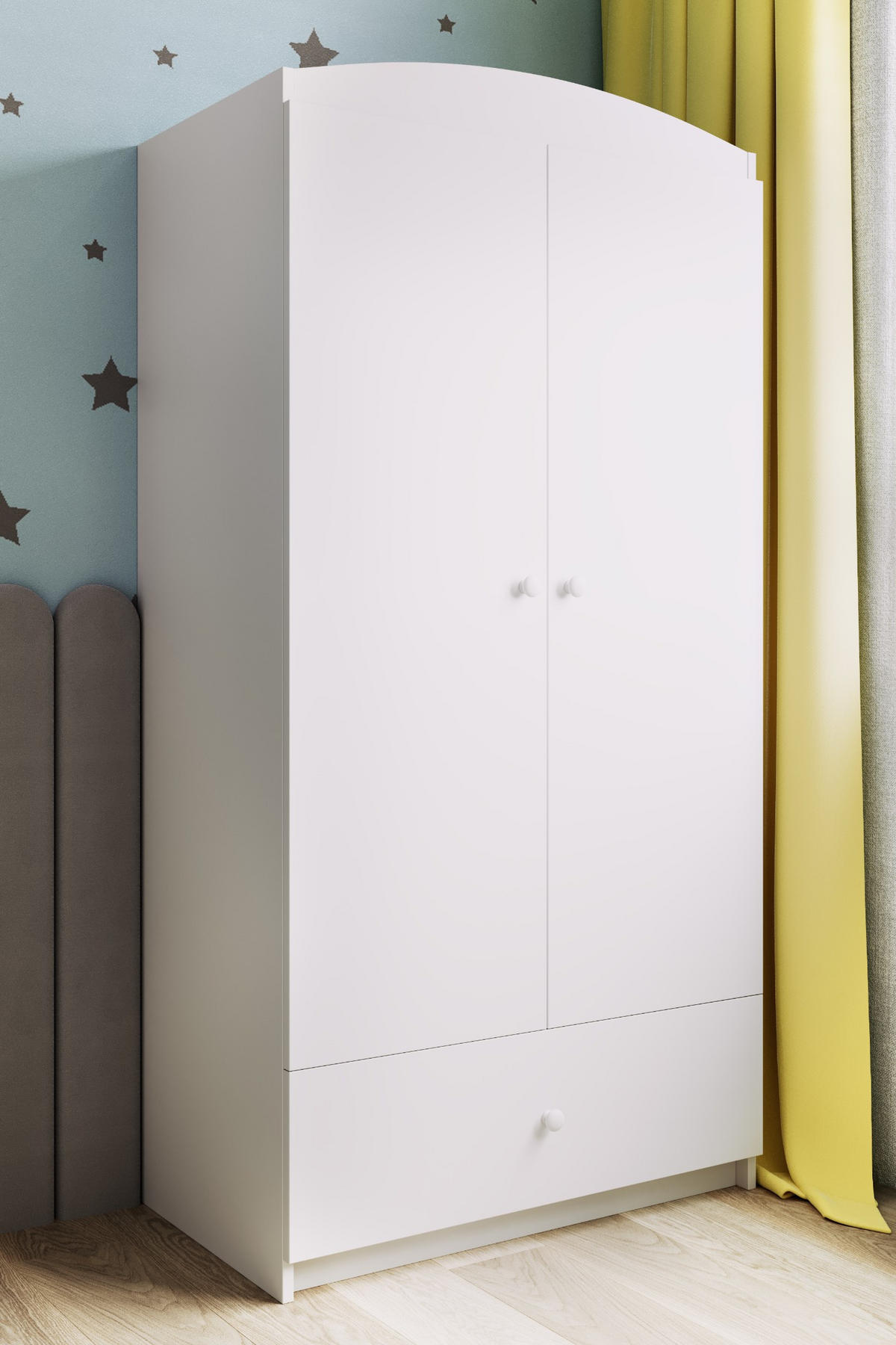 KINDERKLEIDERSCHRANK Basic - Weiß, Holzwerkstoff (90/175/52cm) - RAUMHIRSCH FURNITURE