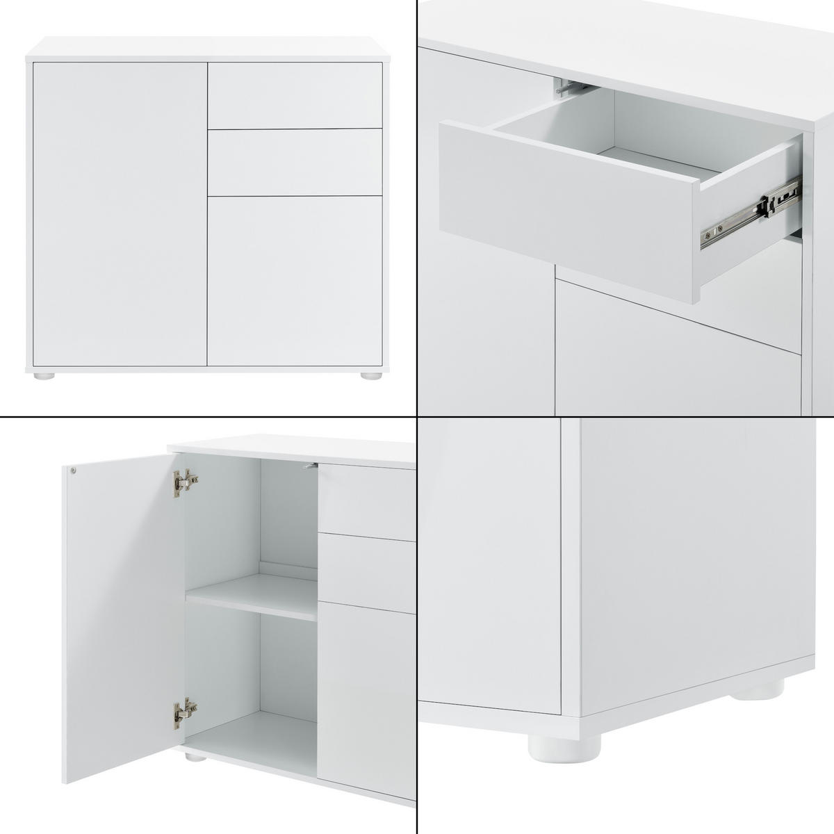 KOMMODE Paarl 2-türig - Weiß Hochglanz, Holzwerkstoff (79/74/36cm) - [en.casa]