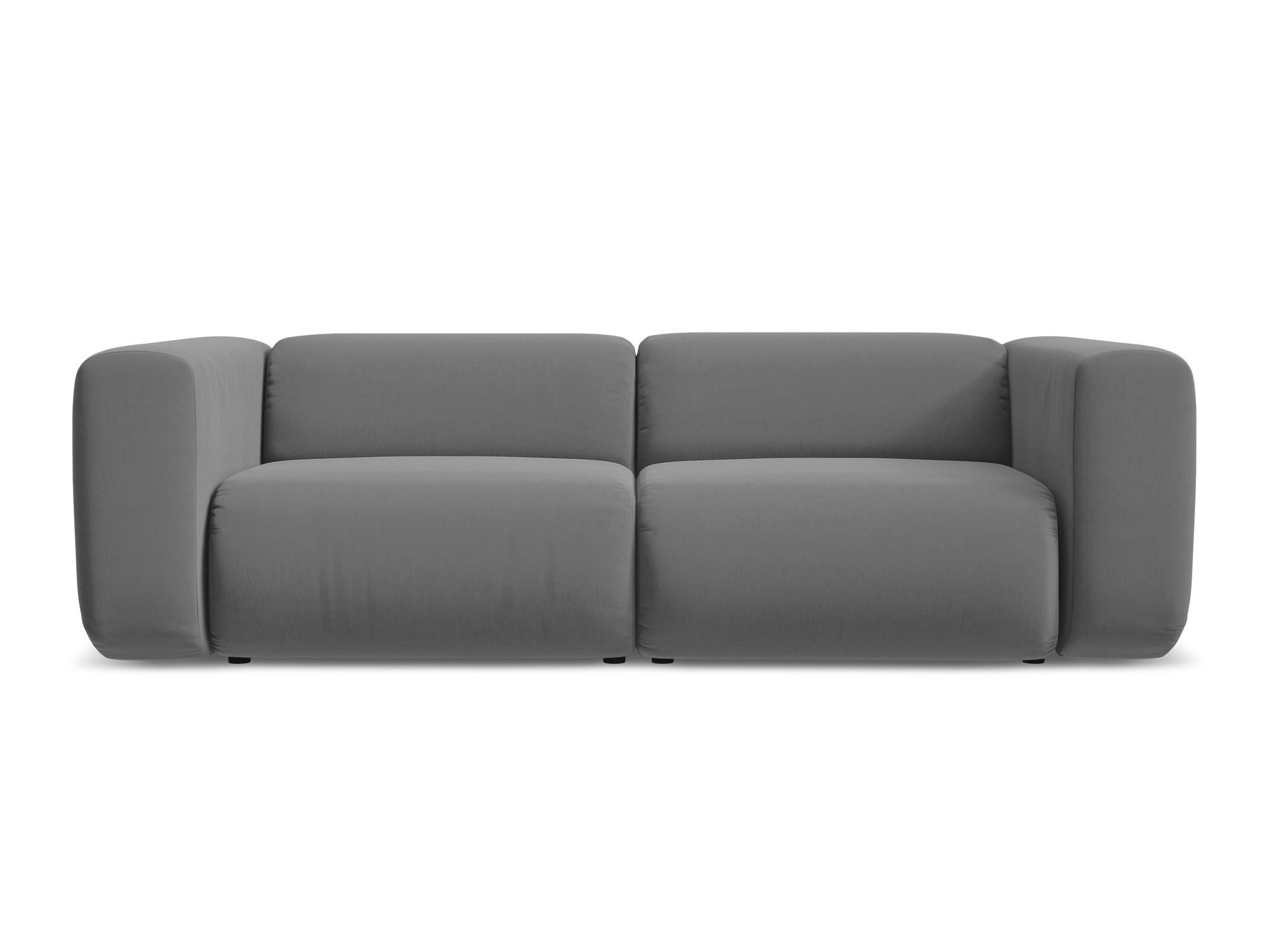 3-SITZER SOFA Samt Stoff Grau - Schwarz/Grau, Kunststoff/Textil (228/70/89cm) - Makamii