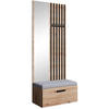GARDEROBE Margaret II 81/203/43 mit Lamellen und Spiegel - Schwarz/Eiche Artisan, Holzwerkstoff/Kunststoff (81/203/43cm) - Beautysofa