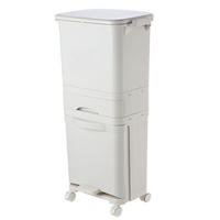 MÜLLEIMER 42L Mülltrennung 3-Stufig Schublade Rollen Kunststoff Weiß - Weiß, Kunststoff (42/84/28.2cm) - Livingandhome