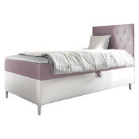 BOXBETT Filip Junior 1, Seite zum Öffnen des Bettkastens: Rechts - H3 - Weiß/Rosa, Holz (100/200cm) - MIRJAN24