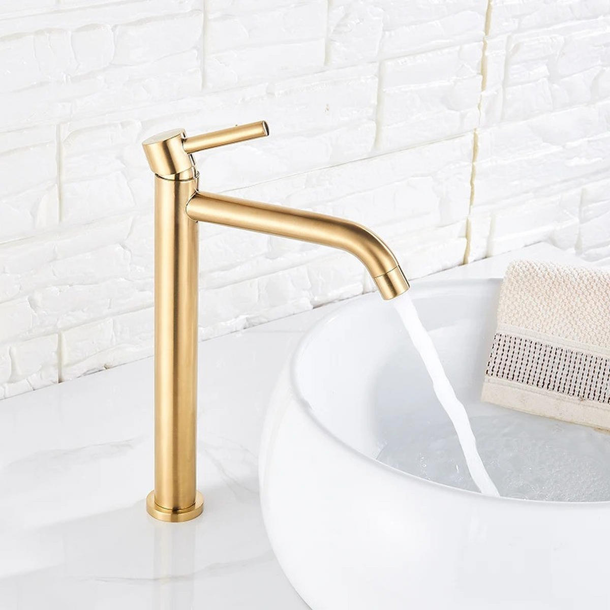 WASCHTISCHARMATUR heißes kaltes Wasser Gold - Goldfarben, Metall (14.5/30.6/4.5cm) - Kaket