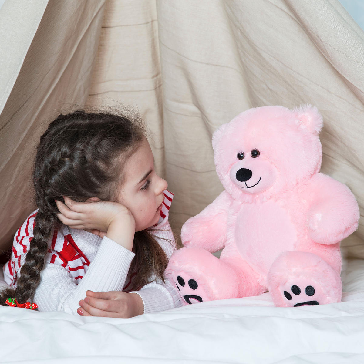 TEDDYBÄR süße Plüschtiere 25cm Rosa - Pink, Textil (10/12cm) - Vercart
