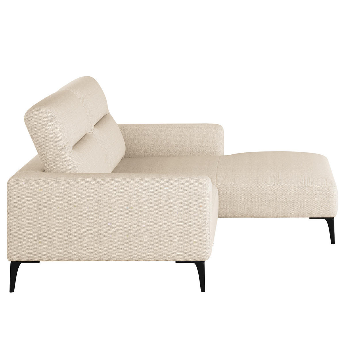 1,5-SITZER ECKSOFA mit Longchair - Beige/Schwarz, Textil/Metall (232/180cm) - home24