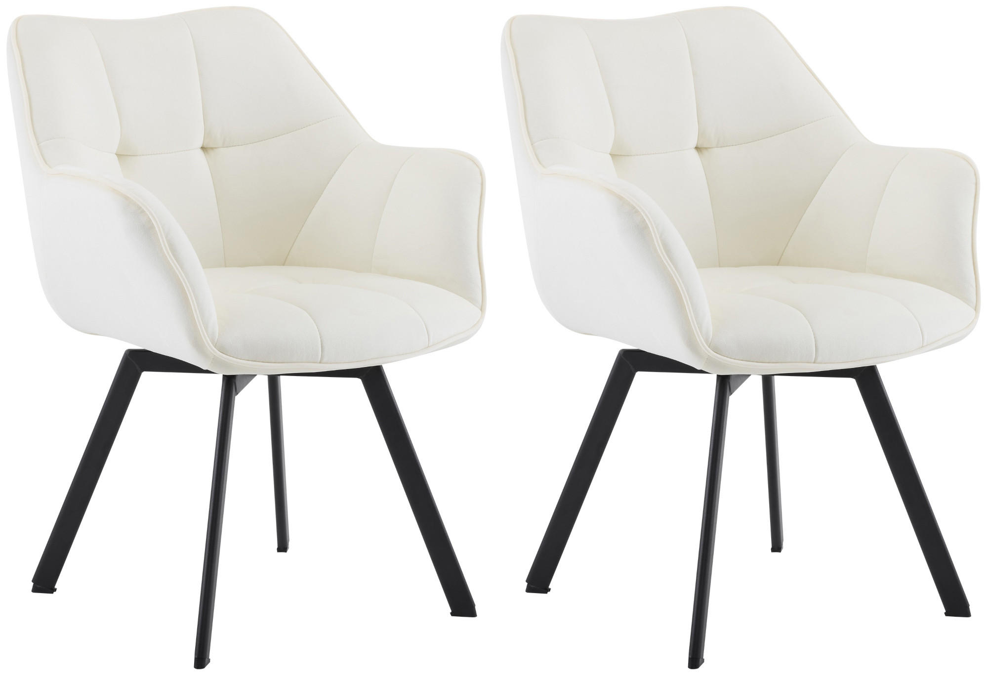 ESSZIMMERSTUHL 2er Set Samt Creme - Creme/Schwarz, Textil/Metall (60/81/59cm) - CLP