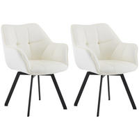 ESSZIMMERSTUHL 2er Set Samt Creme - Creme/Schwarz, Textil/Metall (60/81/59cm) - CLP