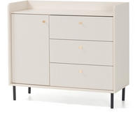 KOMMODE Gloria mit 3 Schubalden und 1 Tür - Beige/Schwarz, Holzwerkstoff/Metall (103/91/42cm) - Beautysofa