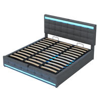 STAURRAUMBETT 180/200 cm DE-01576, in Grau, mit LED, USB und Hydraulik - Grau, Metall (180/200cm) - ComfortXL