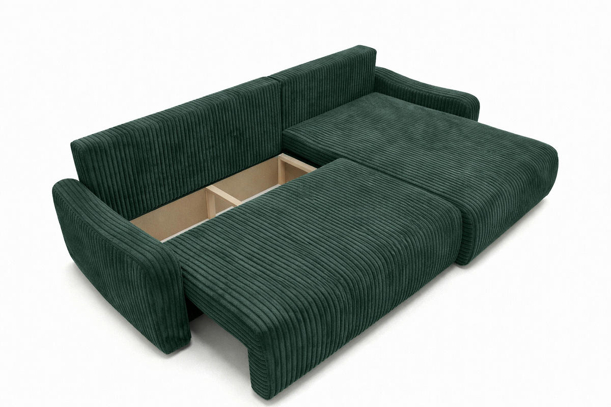 ECKSOFA Mit Schlaffunktion, Cordstoff Tilia, Grün, Rechts, JAPANDI - Grün, Holz (262/145cm) - Kaiser Möbel
