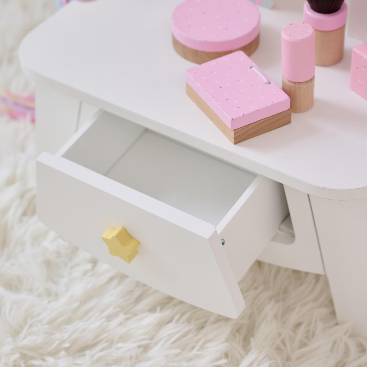 SCHMINKTISCH Einhorn mit Spiegel, 42cm, Weiß - Weiß, Holzwerkstoff (20/42/32cm) - Teamson Kids