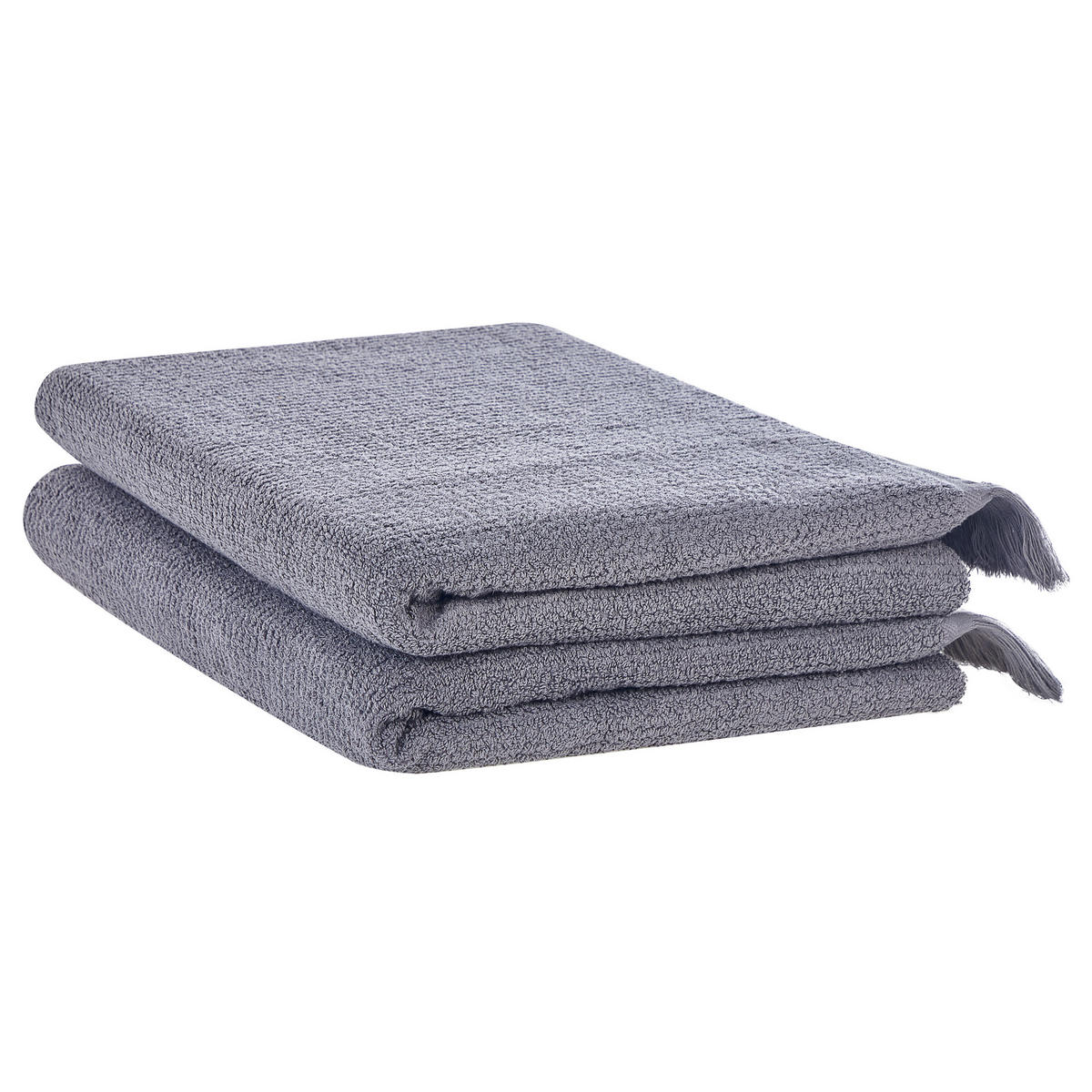BADEHANDTUCH 2-teilig Grau Atiu - Grau, Textil (100/150cm) - Beliani