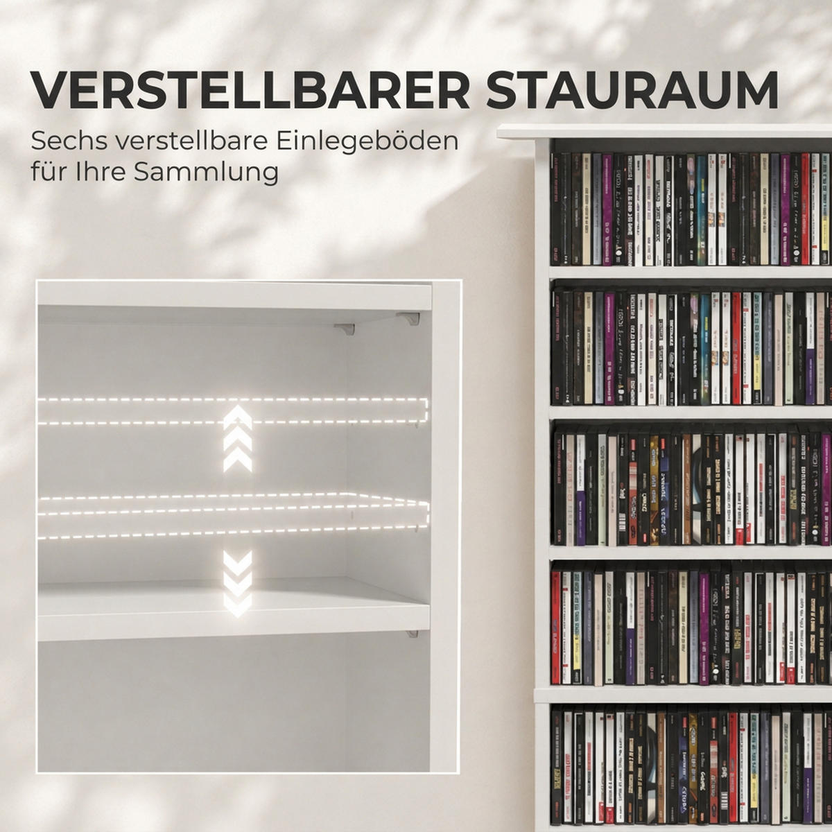 MEDIENSCHRANK Holzspanplatte Weiß - Weiß, Holzwerkstoff (24/126.3/58cm) - HOMCOM