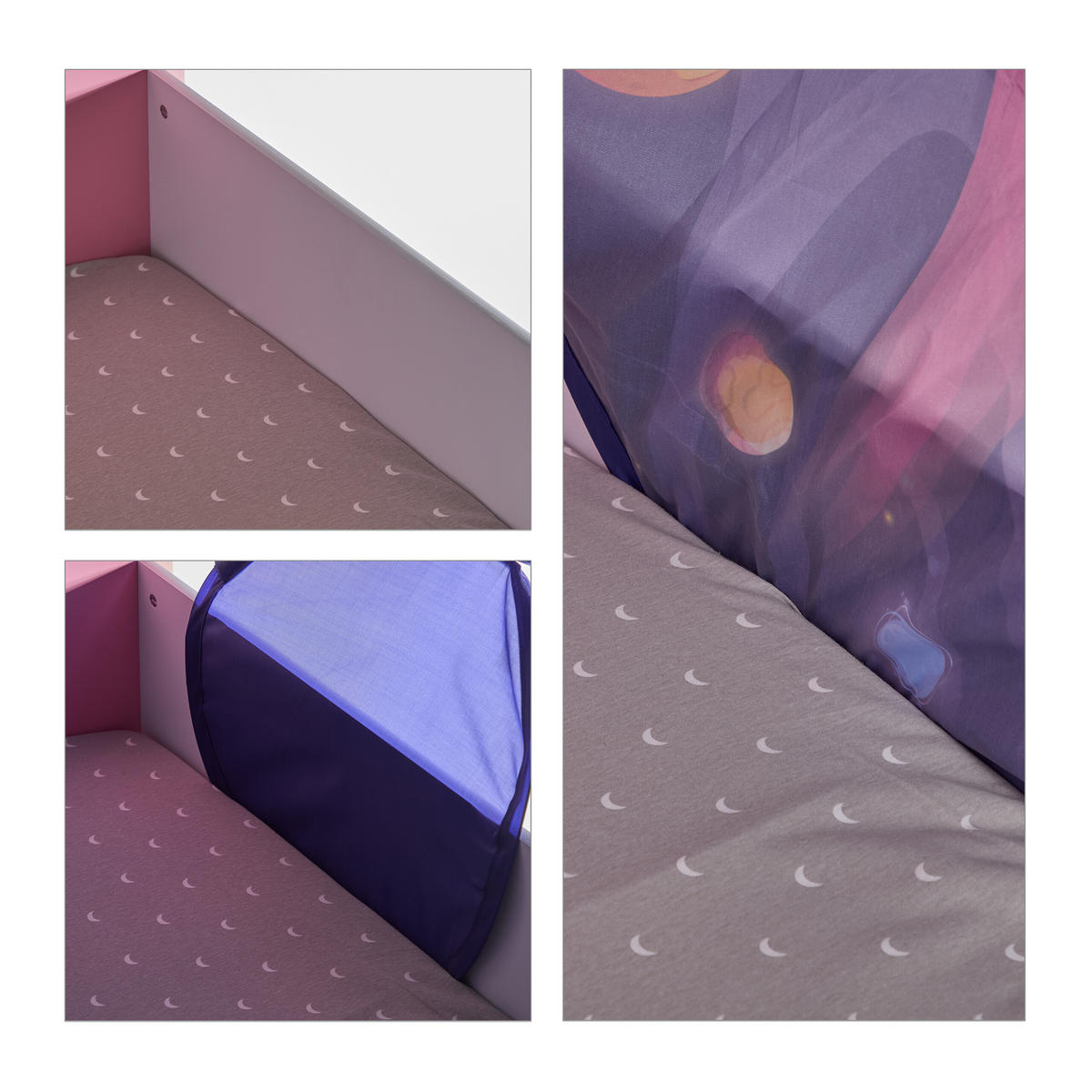 BETTZELT Bunt Kinder Pop-up Polyester 220x79 cm - Dunkelblau, Textil - Relaxdays