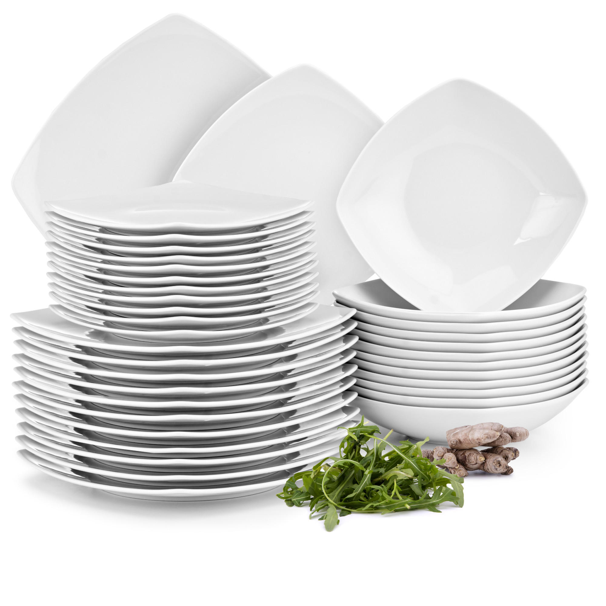 TAFELSERVICE CARLINA 12-Personen 36-tlg - Weiß, Keramik (25.5/2/25.5cm) - KONSIMO®