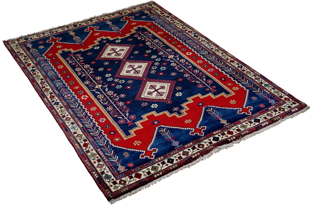 TEPPICH Afshar Blau 210/165 cm Schurwolle - Blau, Textil (165/210cm) - Looma