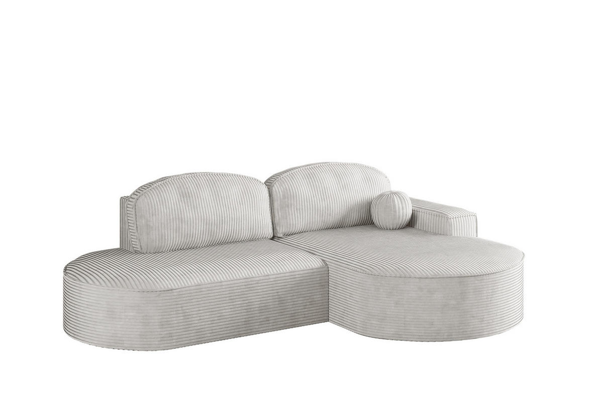 ECKSOFA mit Schlaffunktion und Bettkasten Modena Runden stoff Poso Beige Rechts - Beige, Holz/Textil (278/179cm) - Kaiser Möbel