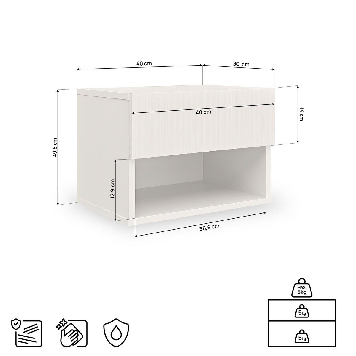 NACHTTISCHE 2er-Set schwebend beige mit Halterungen - LEYA - Beige, Holzwerkstoff (40/30/30cm) - Casanoov