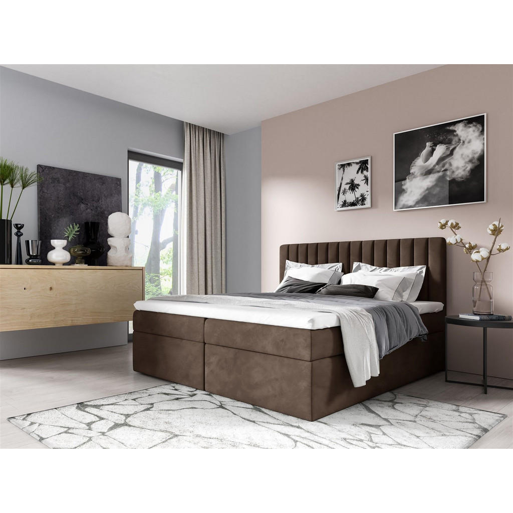 Thumbnail - Fun Möbel Boxbett, Braun, Textil, 180x220 cm, Schlafzimmer, Betten, Boxspringbetten