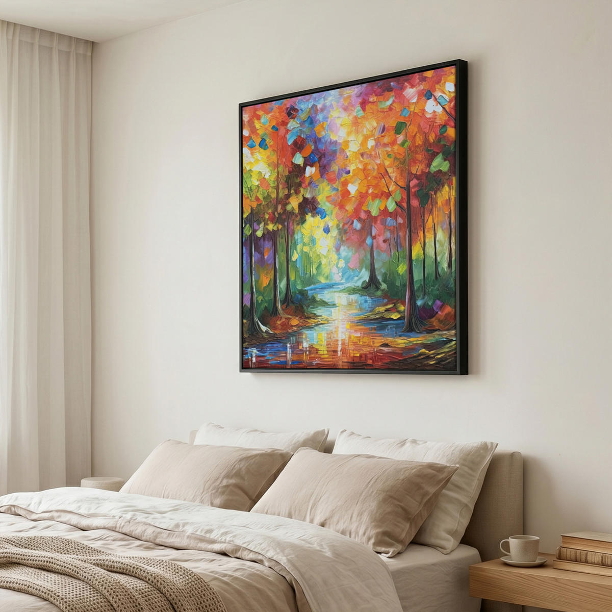 LEINWAND Bilder mit Rahmen - Landschaft - Wald - Farben - Natur - 90x90 - Multicolor, Textil (90/90cm) - MuchoWow