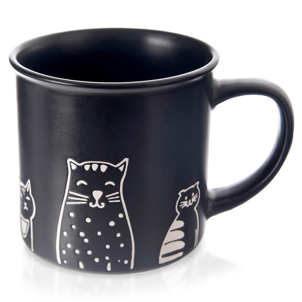 KERAMIKBECHER KATZE, Keramik, schwarz, 500 ml - Beige, Keramik (0.5L) - Orion 