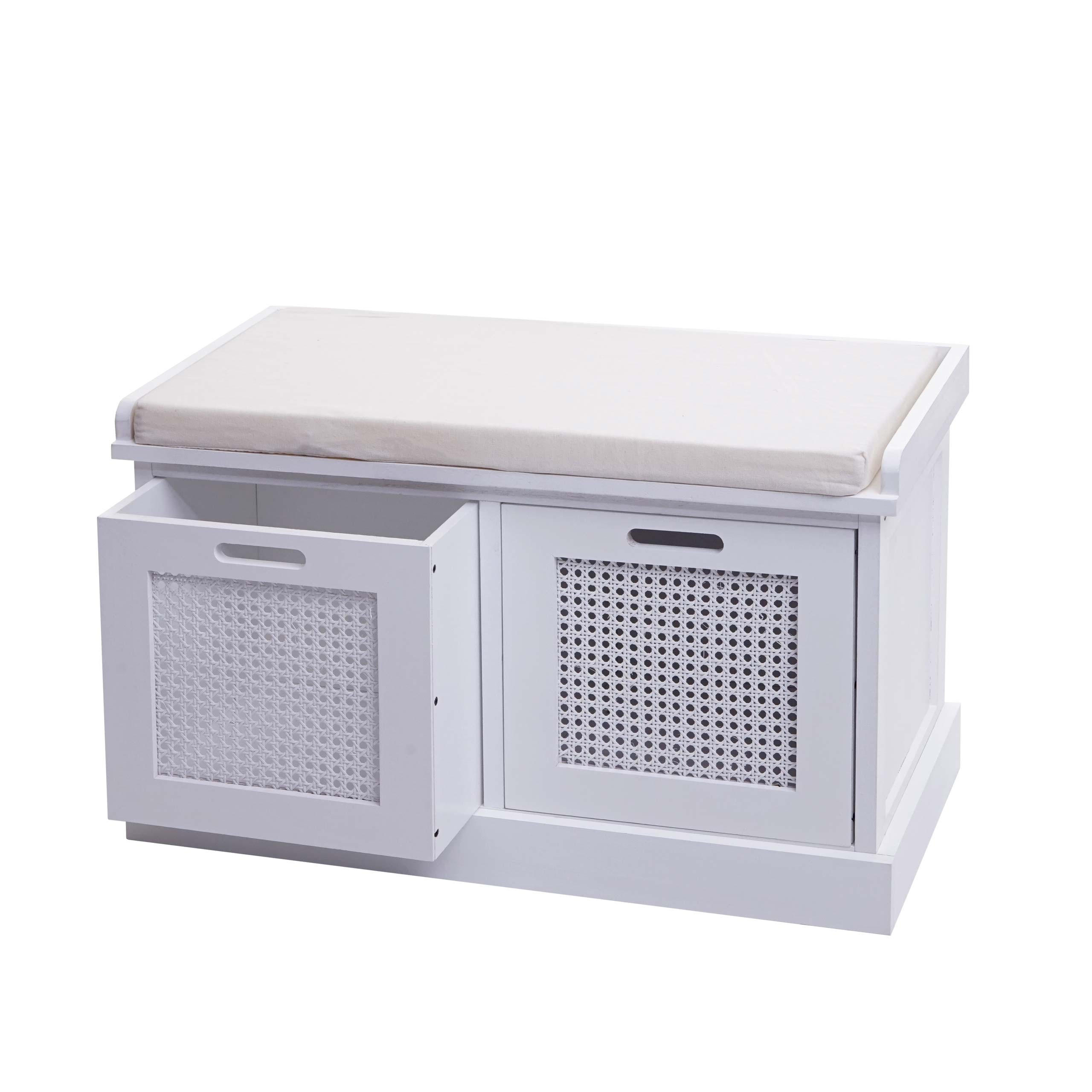 SITZBANK AUFBEWAHRUNGSBOXEN Cremeweiß - Weiß, Holz (75/47/40cm) - MCW