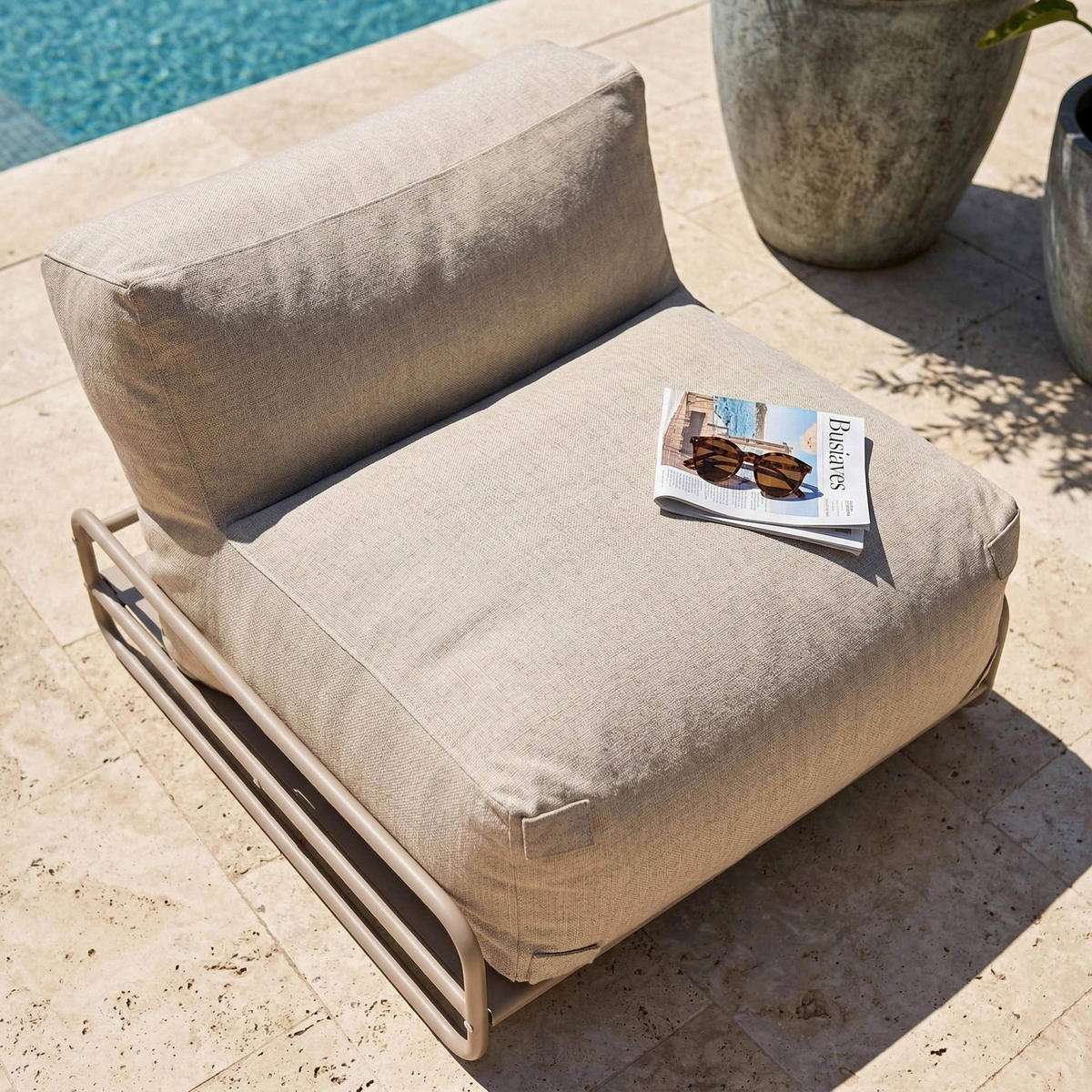 LOUNGESESSEL, Beige - Beige, Textil (97/77/97cm) - Oviala