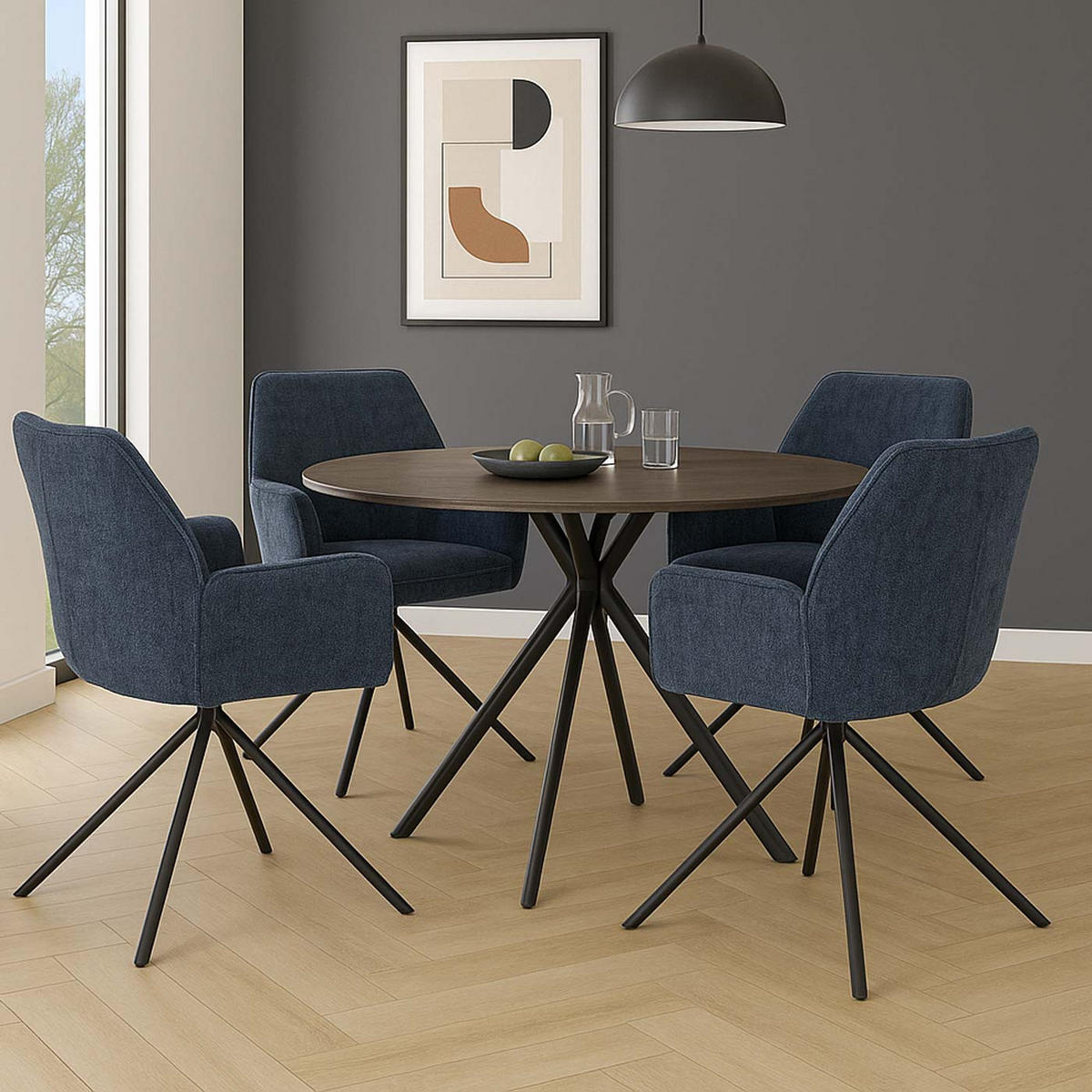 ESSZIMMERSTUHL Blau, Schwarz - Blau/Schwarz, Textil (60/86/60cm) - MCW