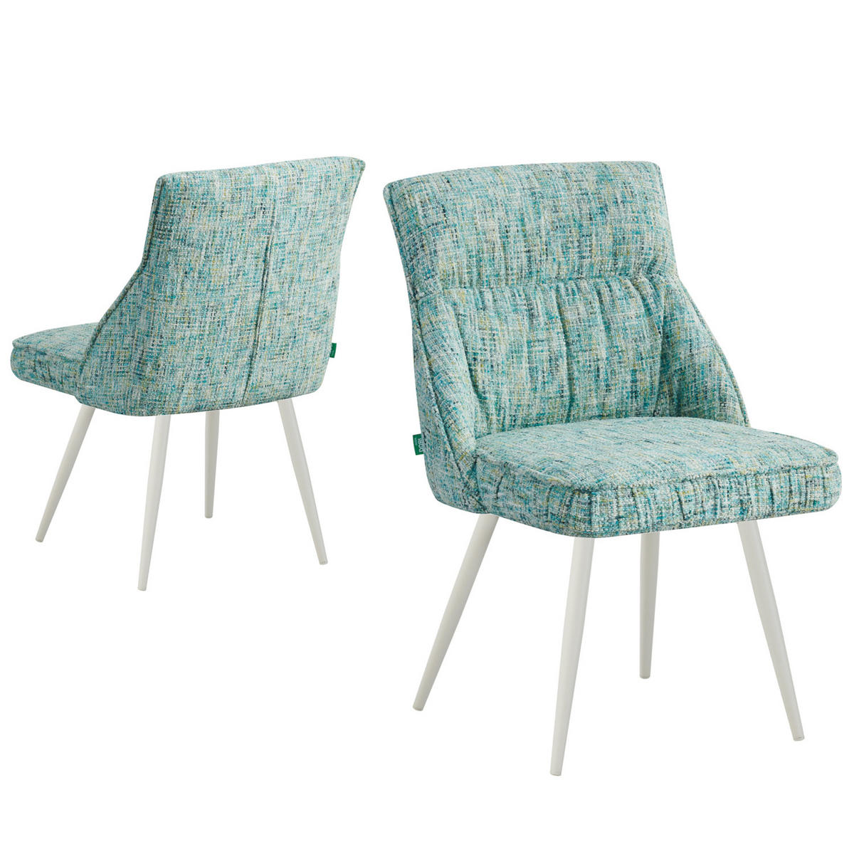 ESSZIMMERSTUHL MELINA 2er-Set - Türkis/Weiß, Textil/Metall (49/83/62cm) - DUBI Möbel