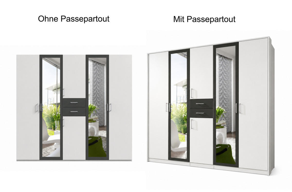 PASSEPARTOUTRAHMEN zum Kleiderschrank 22590&22591, B228/H211/T58 cm, Abschlussrahmen in Weiß / 22590-01 - Weiß, Holzwerkstoff (228/211/12cm) - luma-home