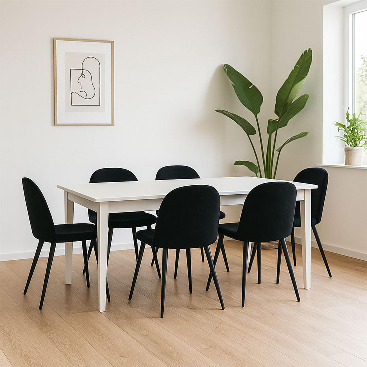ESSGRUPPE 7-TLG. Venedig Schwarz - Schwarz, Holzwerkstoff/Textil (95/76/276cm) - ebuy24