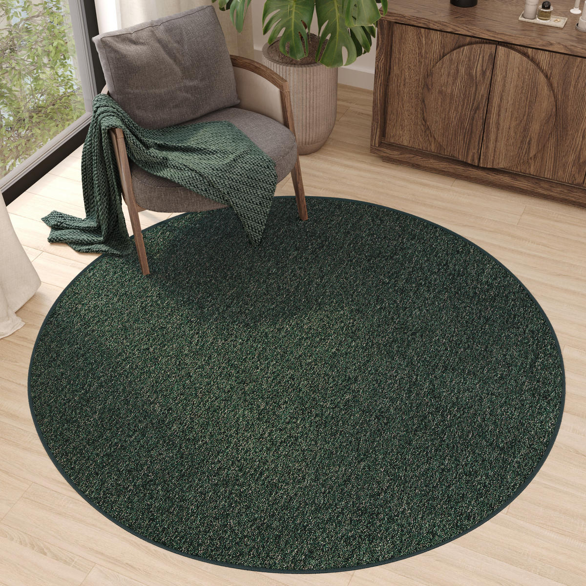 TEPPICH NIZZA Grün, rund 80/80 cm - Grün, Textil (80/80cm) - Tapiso