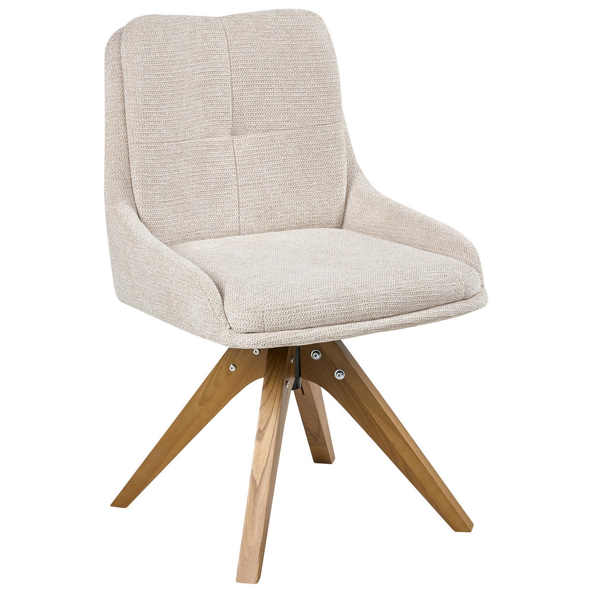ESSZIMMERSTUHL 2er Set drehbar Stoff Hellbeige Dorris - Beige, Textil (64/86/66cm) - Beliani