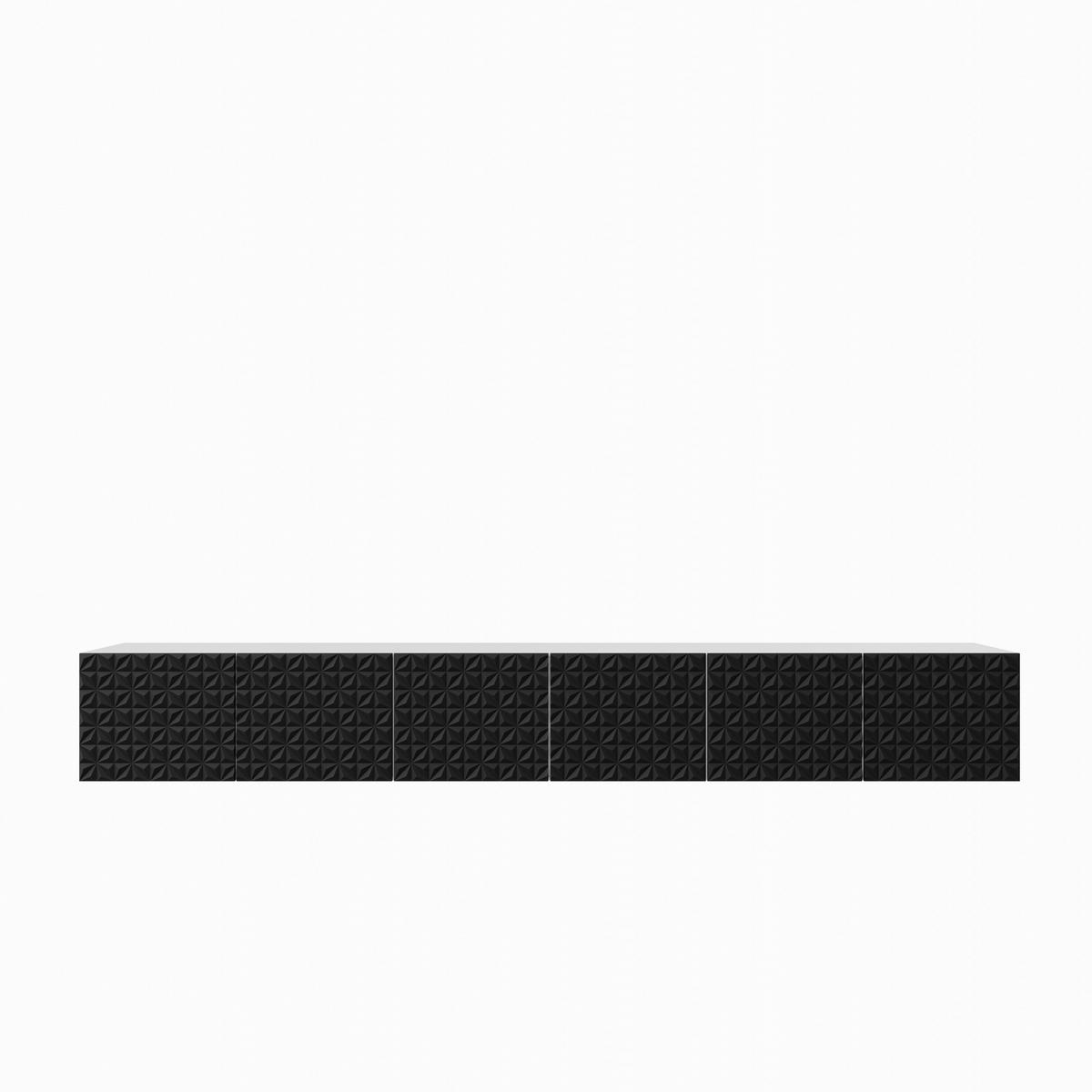 TV-SCHRANK Cali 300 cm, sechstürig, weiß, schwarz - Schwarz/Weiß, Kunststoff (300/41/40cm) - Margaret Hadas24