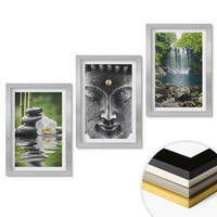 WANDBILDER 3er Set - 20x30 cm Silberner Rahmen - Harmoniesteine Wasser Buddha - Silberfarben, Kunststoff (20/30cm) - ArtPrintCave