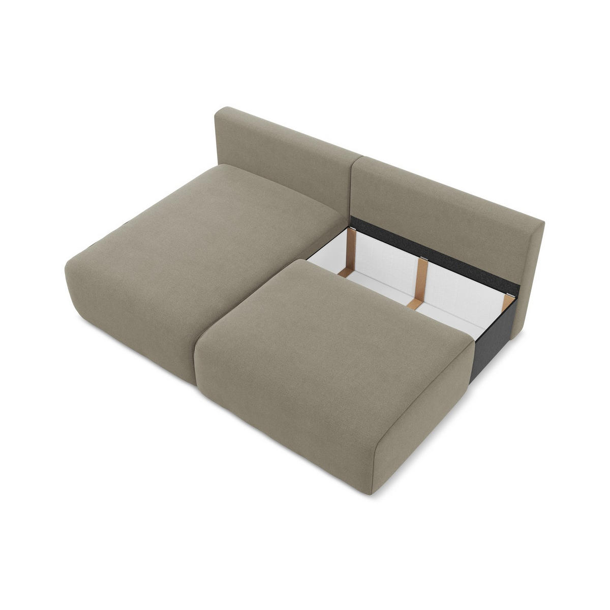 ECKSOFA mit Schlaffunktion links Strukturstoff Stoff Beige - Beige/Schwarz, Kunststoff/Textil (149/210cm) - LaMiaSofa