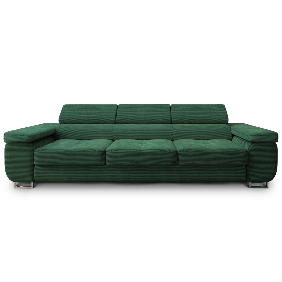BETTSOFA MOSINE Grün Kordstoff mit Schlaffunktion - Grün, Textil (281/87/98cm) - MASSENO