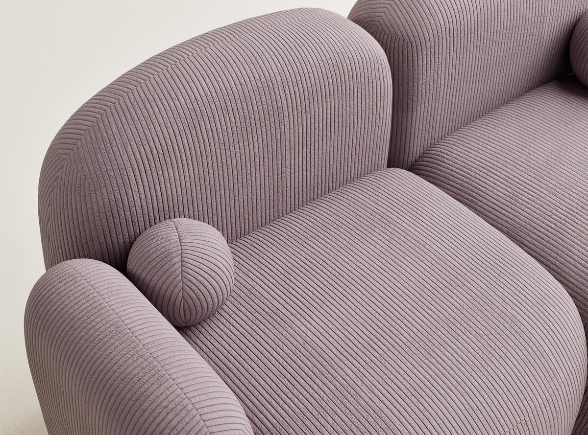 ECKSOFA Bahama Lila Samtstoff - Flieder/Schwarz, Holz/Holzwerkstoff (190/146cm) - Maison de Reve