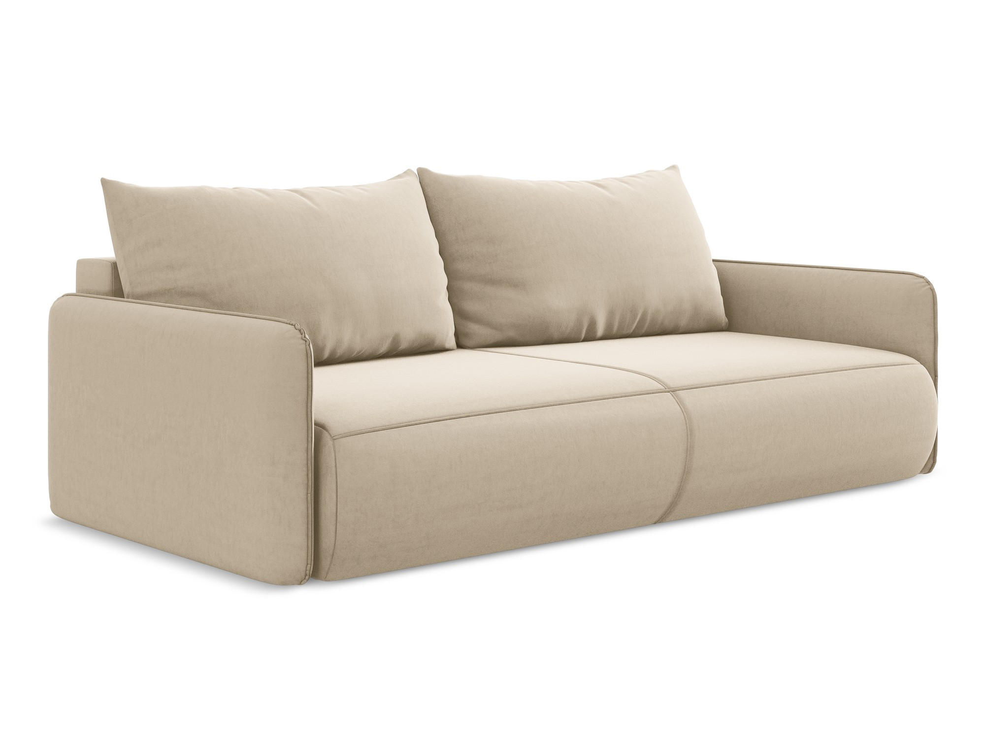 3-SITZER SOFA mit Schlaffunktion Samt Stoff Beige - Beige/Creme, Kunststoff/Textil (216/86/105cm) - Makamii