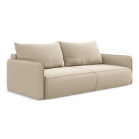 3-SITZER SOFA mit Schlaffunktion Samt Stoff Beige - Beige/Creme, Kunststoff/Textil (216/86/105cm) - Makamii