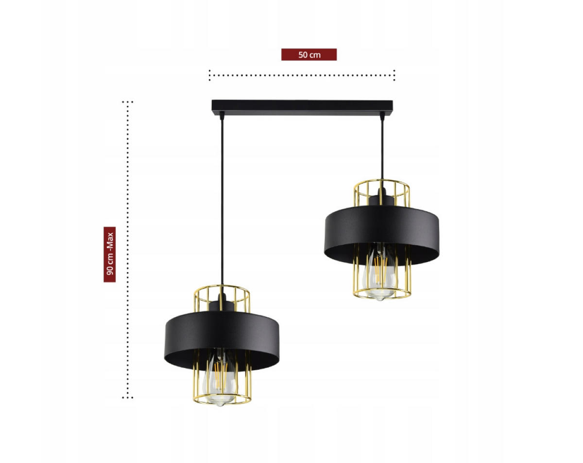 PENDELLEUCHTE LOFT - Goldfarben/Schwarz, Metall (20/60/90cm) - kiki design