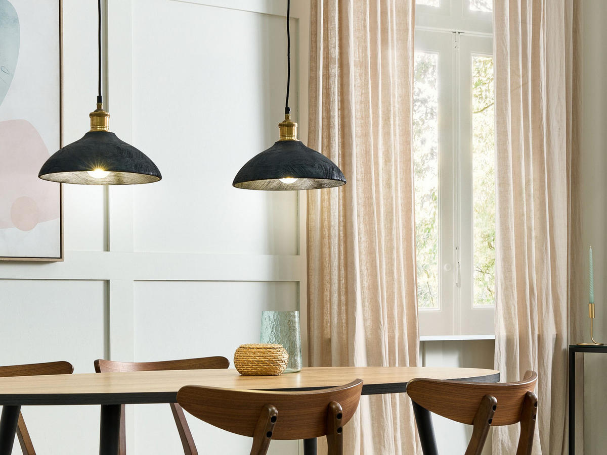 HÄNGELEUCHTE Cheyyar 14/65/126 cm - Schwarz, Holz (14/65/126cm) - Beliani