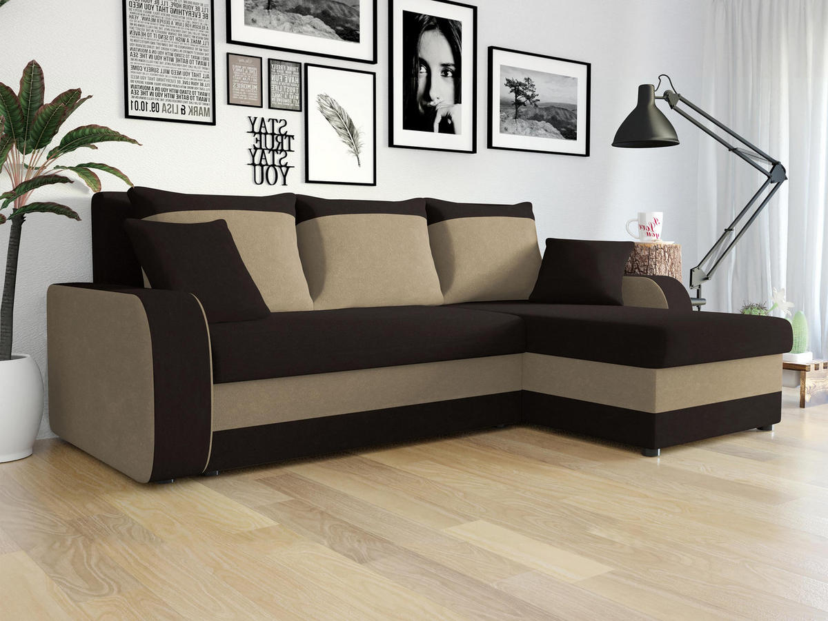 ECKSOFA Kris - Schwarz/Braun, Holz/Kunststoff (238/147cm) - MIRJAN24