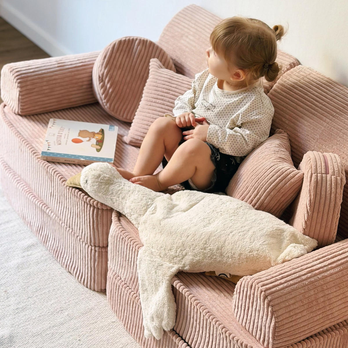 KINDERSOFA AESTHETIC 120 cm Cord Rosa 10 Stk - Rosa, Textil (60/12.5/120cm) - MeowBaby