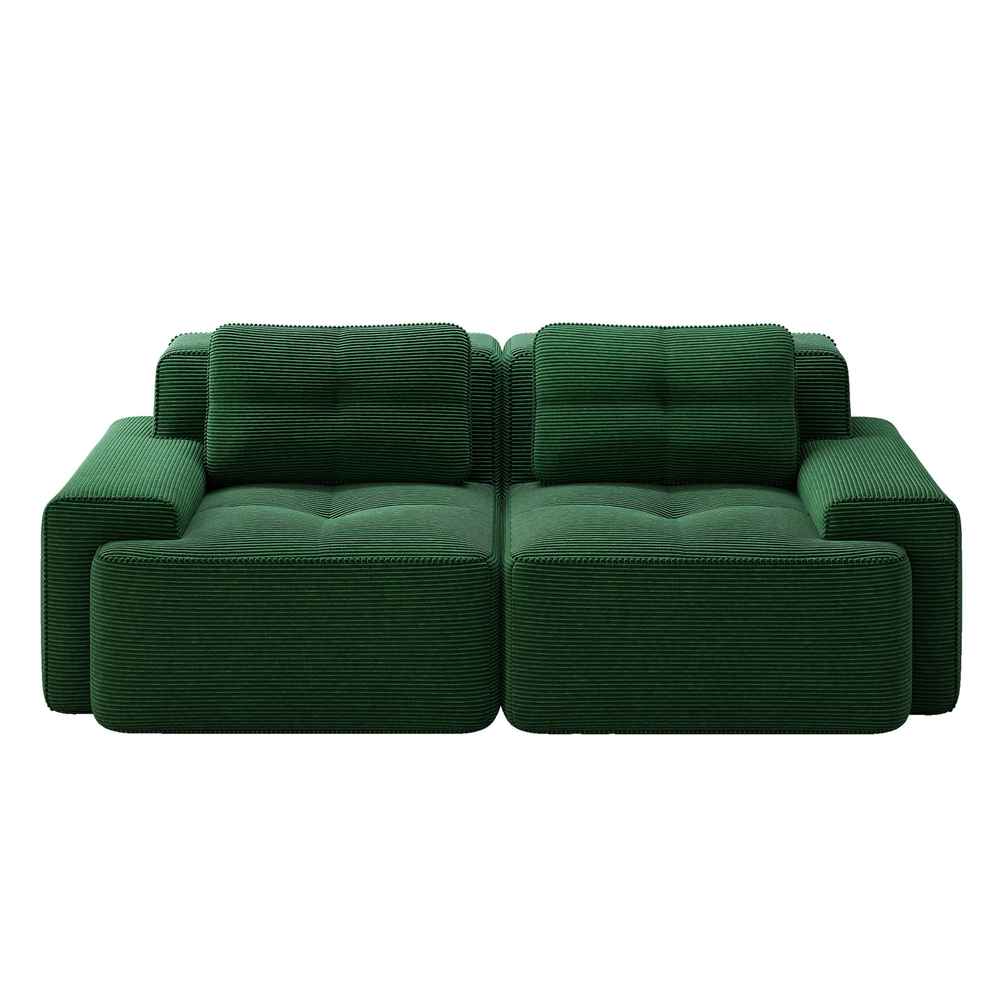 2-SITZER SOFA Boneless Modular Cord Grün ohne Montage - Grün, Textil (204/69/104cm) - Urban Meuble